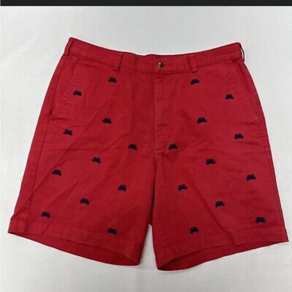Jos. A Bank red critter embroidered vintage flat front crab shorts preppy 42